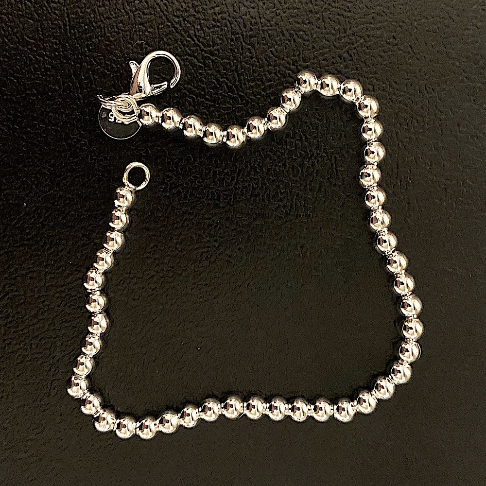 Beaded Ball Sterling Silver Necklace Matching Bracelet Set 4mm - Picture 6 of 8